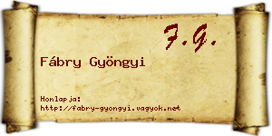 Fábry Gyöngyi névjegykártya